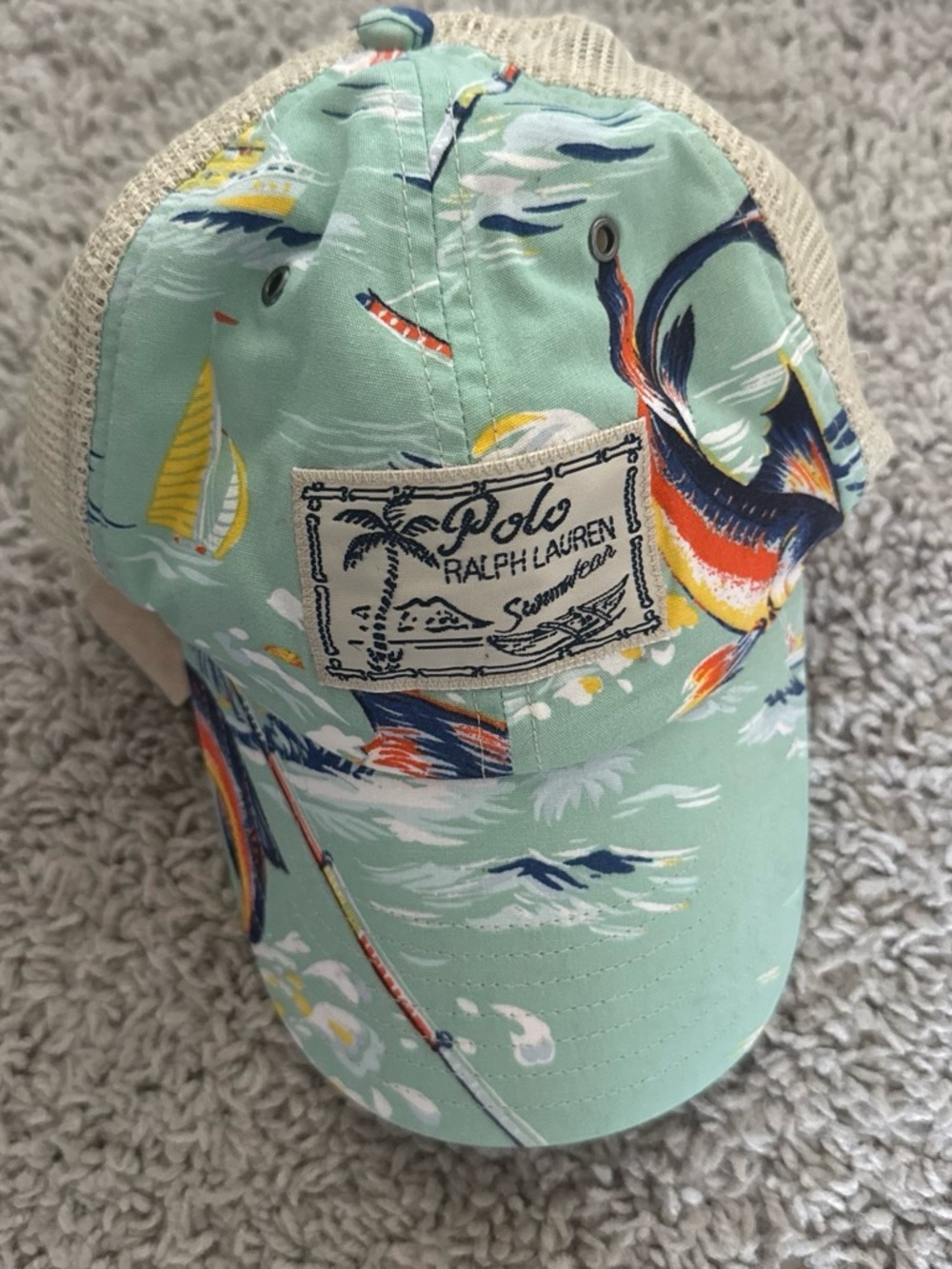 Polo by Ralph Lauren Mint Tropical Print Baseball Cap